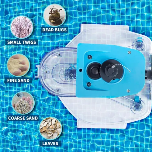 Vista 4 de Aspirador inalámbrico de hojas de piscina con bolsas de filtro dobles para piscinas sobre el suelo y enterradas, aspiradora de piscina resistente