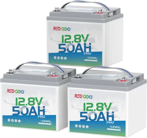 Vista 15 de Redodo Batería LiFePO4 de 12.8 V 50 Ah (paquete de 2), repuesto ideal para batería AGM SLA de 12 V 100 Ah, BMS integrado, 4000-8000 ciclos y 10 años