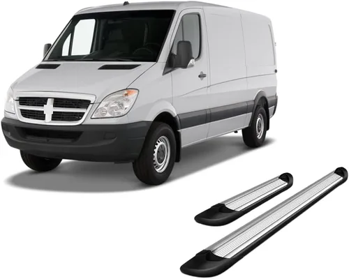 Vista 5 de Black Horse TRANSPORTER - Estribos plateados compatibles con Dodge Sprinter 2500/3500 07-16 Sprinter 2500/3500 19-23 Benz Sprinter 1500/4500 10-23