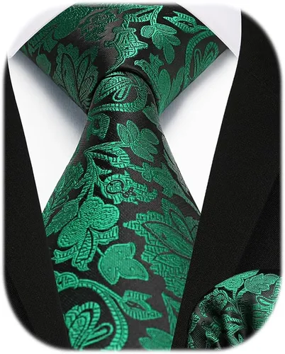 Vista 168 de Corbatas florales tejidas clásicas para hombre, corbata cuadrada de bolsillo, corbatas formales para hombres, boda con pañuelo