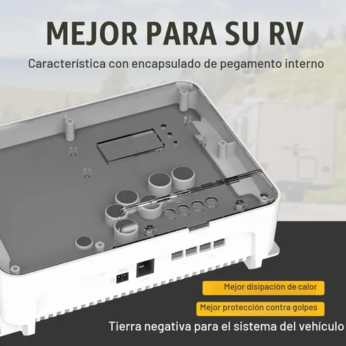Vista 4 de BougeRV MPPT Controlador de carga solar 40A, con control remoto de aplicación, pantalla LCD retroiluminada, sensor de temperatura, regulador