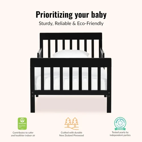 Vista 5 de Dream On Me Finn - Cama para niños pequeños, color negro, con certificado Greenguard Gold y JPMA, acabados no tóxicos, hecha de madera de pino