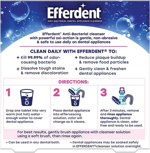 Vista 6 de Efferdent Tabletas limpiadoras de dentaduras y retenedores, Essential Clean, 20 tabletas (paquete de 2)