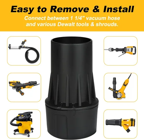 Vista 6 de 1 paquete de repuesto para conector universal Dewalt DWV9000 compatible con extractores de polvo DeWalt, color negro