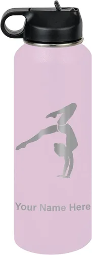Vista 74 de LaserGram Botella de agua personalizada, soporte de mano de gimnasta, acero inoxidable de doble pared aislada al vacío con popote superior, regalo