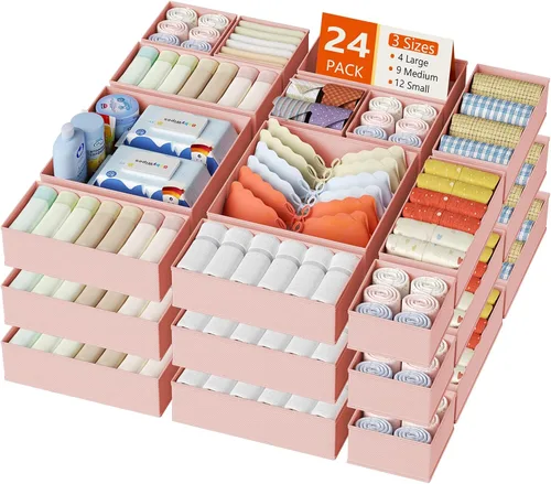 Vista 15 de DIMJ Organizador de cajones para ropa, paquete de 6 unidades, organizadores plegables para bebé, organizador de almacenamiento y cómoda