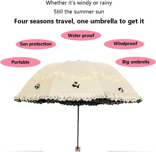 Vista 3 de ACGrade Parasol sombrilla de encaje sombrilla de encaje sombrilla de sol sombrilla para caminar paraguas para mujer sombrilla de sol para mujer