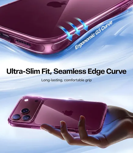 Vista 9 de TORRAS Funda para iPhone 18 Pro Crystal Borgoña, antiamarilleamiento 6.3" Borgoña transparente