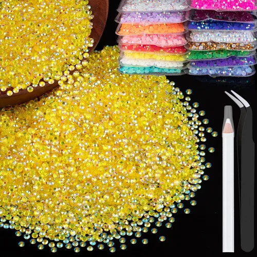 Vista 66 de 5000 piezas de 2mm de strass de resina a granel, strass de gel negros con parte posterior plana y redonda para embellecer sin termoadhesión, gemas