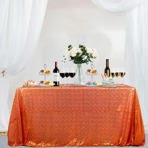 Vista 16 de Partisout - Mantel redondo de lentejuelas de 48 pulgadas color rosa brillante - Cubierta de mesa con purpurina brillante para boda, cumpleaños Rosa