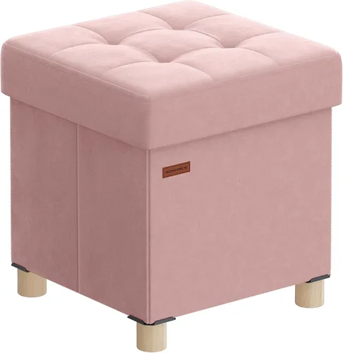 Vista 9 de SONGMICS Otomana de almacenamiento, otomana cúbica con patas, 15 x 15 x 15.7 pulgadas, reposapiés, descansapiés, 10 galones (37 L), cuero sintético