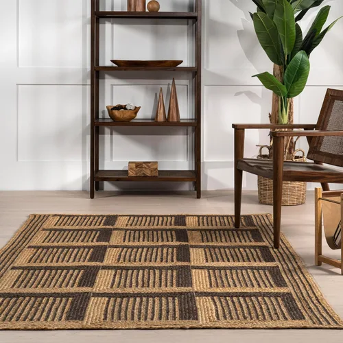Vista 8 de nuLOOM Aletta - Alfombra geométrica de yute de 5 x 8 pies para comedor, alfombra neutra, alfombra para sala de estar, cocina, color natural