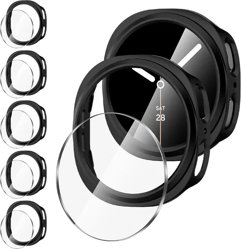Vista 13 de Suoman 5+5 Pack para Samsung Galaxy Watch 7/8 Ultra 47mm (2024/2025) Estuche, Protector de pantalla de vidrio templado 9H + Funda protectora de PC