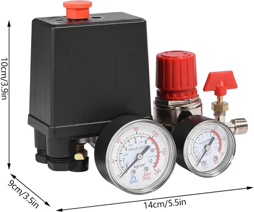 Vista 3 de Válvula de control del interruptor de presión del compresor de aire con regulador de manómetros para sistemas de reducción de presión rápida