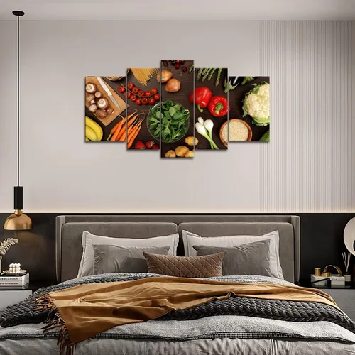 Vista 4 de Arte de pared de alimentos, frutas frescas, verduras, lienzo para comedor, impresión en lienzo, pintura, obras de arte para oficina, sala de estar