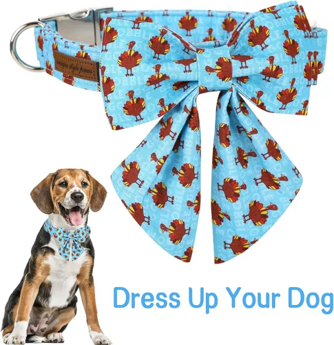 Vista 131 de Unique style paws - Collar para perros con corbatín, collar ajustable para perros y gatos, pequeño, mediano y grande
