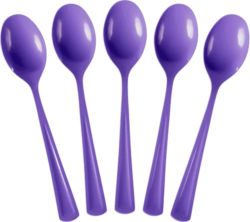 Vista 21 de Exquisite Cucharas de plástico negras, 50 piezas, cucharas negras, utensilios desechables, juego de cubiertos de plástico resistente