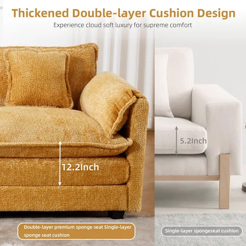 Vista 4 de GNIXUU Sofá Seccional Extragrande de 112" Cloud Couch para Sala de Estar, Moderno Sofá de Chenille en Forma de L, Cómodo Sofá Cama Modular Boucle