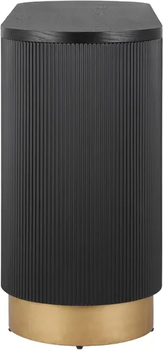 Vista 9 de Mesa consola moderna con diseño acanalado vertical, mesa de entrada de almacenamiento compacta con cajón funcional para sala de estar Negro-ww33