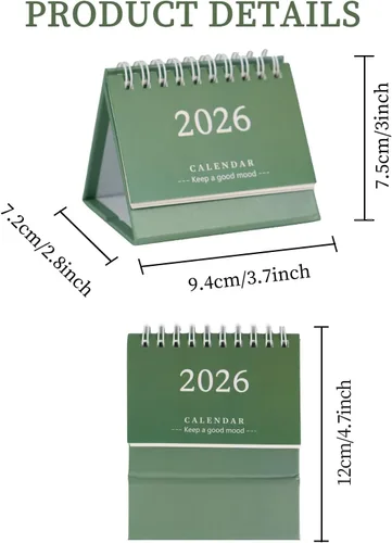 Vista 4 de Koqye Calendario de escritorio pequeño 2025-2026, de julio de 2025 a diciembre de 2026, calendario de escritorio pequeño con tapa abatible
