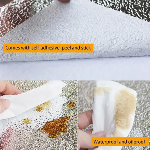 Vista 3 de Snkxu Encimeras de despegar y pegar para la cocina, protector contra salpicaduras detrás de la estufa, a prueba de aceite, autoadhesivo
