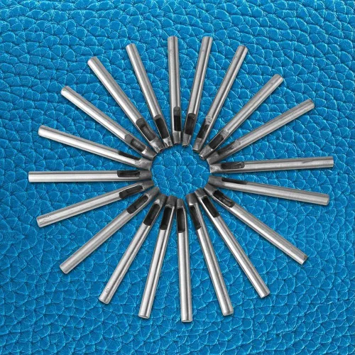 Vista 9 de Juego de herramientas de punzón de cuero de 0.236 in, 20 piezas, herramientas de patrón de flores para decoración de cinturón de cartera, kit