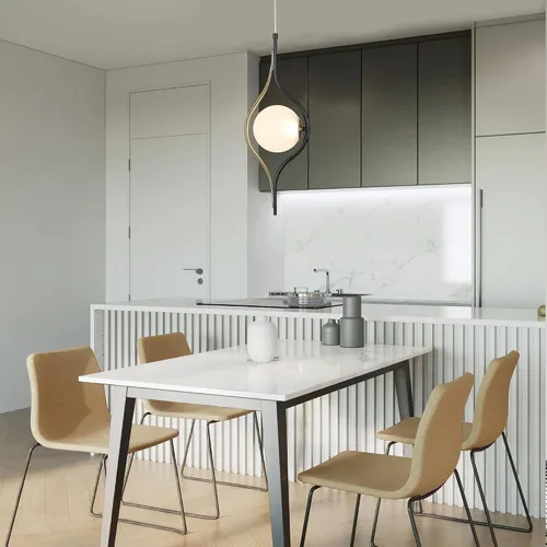 Vista 4 de Blakc and Gold - Lámpara colgante LED para isla de cocina, comedor, dormitorio, 360 lúmenes