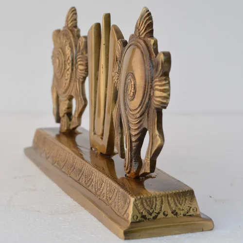Vista 5 de Aakrati Shankh Chkra Nama Latón Estatua Religiosa Marrón - Símbolo Vishnu