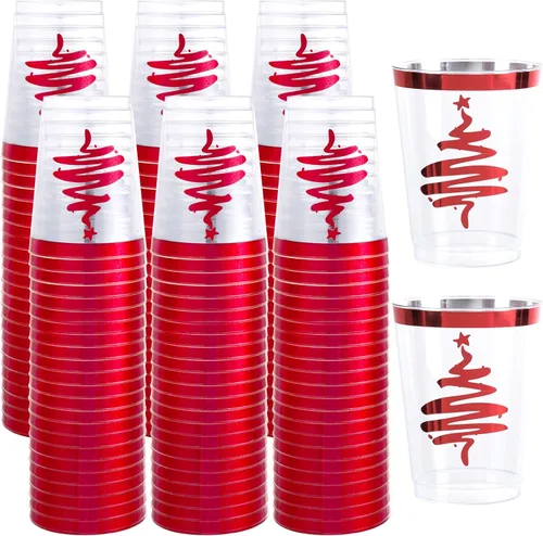 Vista 13 de supernal Paquete de 100 vasos de plástico negros y dorados, vasos 100 tazas negras y doradas de 10 onzas