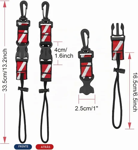 Vista 7 de Paquete de 2 clips de cordón para buceo con hebilla de liberación rápida