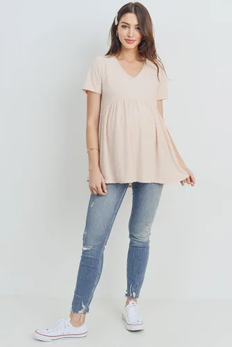 Vista 2 de LaClef Top de maternidad plisado frontal con cuello en V para mujer