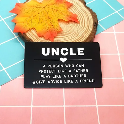 Vista 5 de Regalo para el día del padre para el tío grabado, tarjeta de regalo de sobrina sobrino para tío tarjeta de inserción de billetera de metal, tarjeta