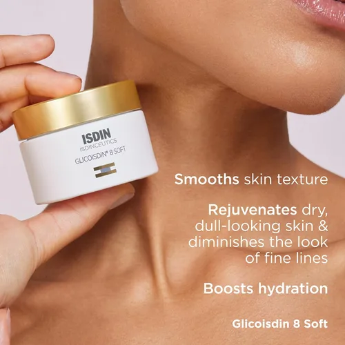 Vista 4 de ISDIN Isdinceutics GlicoISDIN 8 Soft (1.76 oz) Crema exfoliante facial con 3.2% de ácido glicólico libre Suaviza la textura de la piel Aumenta