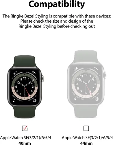 Vista 2 de Ringke Estilo bisel para Apple Watch Series 6, 5, 4 (1.575 pulgadas), SE 3, 2, 1 (1.575 pulgadas), marco de acero inoxidable con estilo antiarañazos