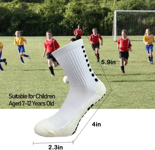Vista 6 de Calcetines de fútbol para niños, antideslizantes, con agarre de hospital, calcetines deportivos para edades de 7 a 12 años