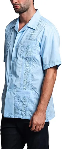 Vista 2 de G-style EE. UU. Remera playera mangas cortas de guayabera cubana para hombres