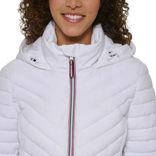 Vista 5 de Tommy Hilfiger Chaqueta elástica ligera con capucha y cordón para mujer