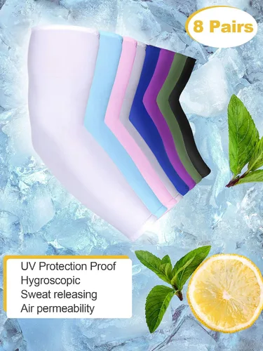 Vista 3 de 8 pares de mangas de enfriamiento unisex con protección UV para brazo de seda de hielo