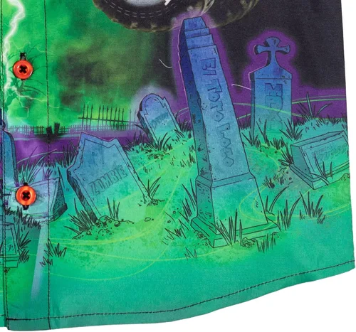 Vista 7 de Monster Jam Trucks Grave Digger - Camisa hawaiana de manga corta con botones para niños