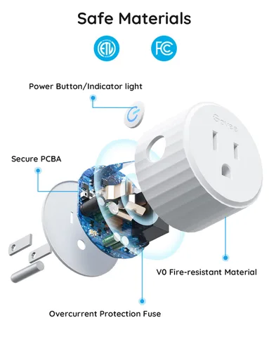 Vista 6 de Govee Enchufe inteligente, salida WiFi compatible con Alexa y Google Assistant, mini enchufes inteligentes para el hogar con función de temporizador