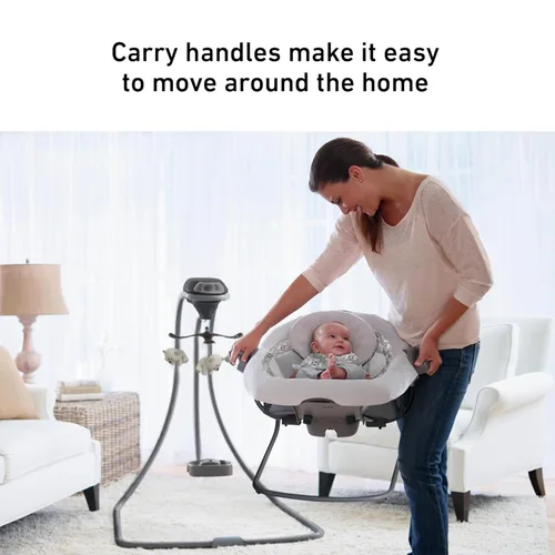 Vista 4 de Graco DuetConnect® LX Portabebé Colgante y Balancín, Asiento Balancín Multi-Dirección para Bebé, Varias Velocidades de Cierre, Redmond Rojo (Redmond)