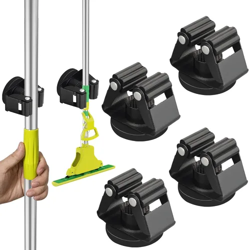 Vista 8 de ULIBERMAGNET Soporte Magnético para Trapeador y Escoba, Soporte Magnético de Servicio Pesado Móvil para Escobas, Colgador Antideslizante Montado