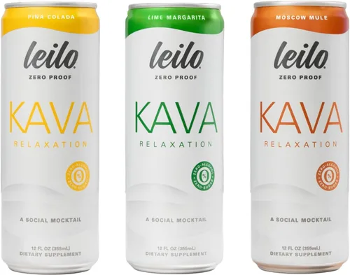 Vista 10 de LEILO Bebida Espumosa Relajante a Base de Kava Sabor Mora y Naranja 12-Pack – Bebida Tranquilizante Sin ALC Latas de 12 onzas líquidas