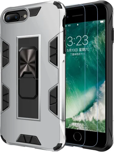 Vista 11 de Funda para iPhone 8 Plus 7 Plus 6 Plus con protector de pantalla de grado militar integrado con soporte de apoyo, armadura resistente a prueba