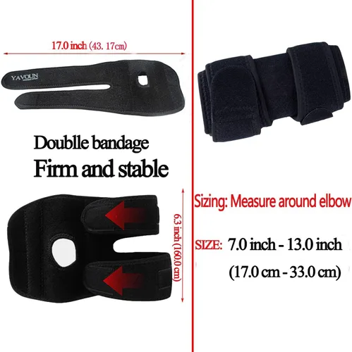 Vista 3 de Codera, soporte de codo de tenis ajustable, ideal para esguinces de codos, tendinitis, artritis, baloncesto, béisbol, codo de golfista que Negro