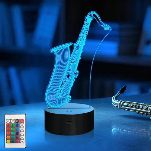 Vista 12 de CoolGift Mart Luz Nocturna de Guitarra Bajo, Lámpara LED 3D de Ilusión Óptica con Control Remoto y Temporizador, Regalos para Jugadores de Guitarra