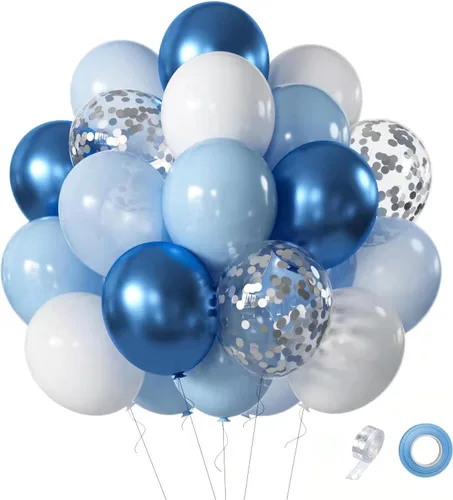 Vista 10 de Juego de 60 globos de color negro dorado y plateado, 60 globos metálicos cromados dorados y plateados de 12 pulgadas para cumpleaños, boda