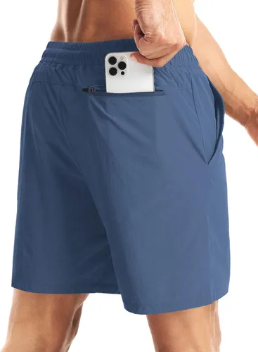Vista 5 de Aolesy Pantalones cortos de entrenamiento para hombre de 7 pulgadas, pantalones cortos deportivos de secado rápido, ligeros, con bolsillos