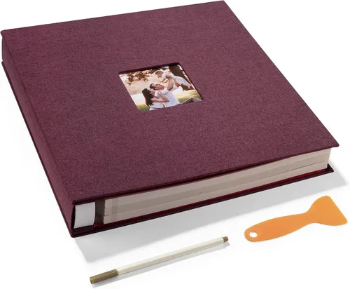 Vista 45 de HoneyTolly Álbum de fotos autoadhesivo para fotos de 4 x 6 imágenes, cubierta magnética de lino, 15 hojas/30 páginas en blanco para bodas Beige claro