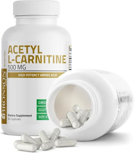 Vista 4 de Bronson Acetil L-Carnitina 500 MG Aminoácido de Alta Potencia Sin OGM, 60 Cápsulas